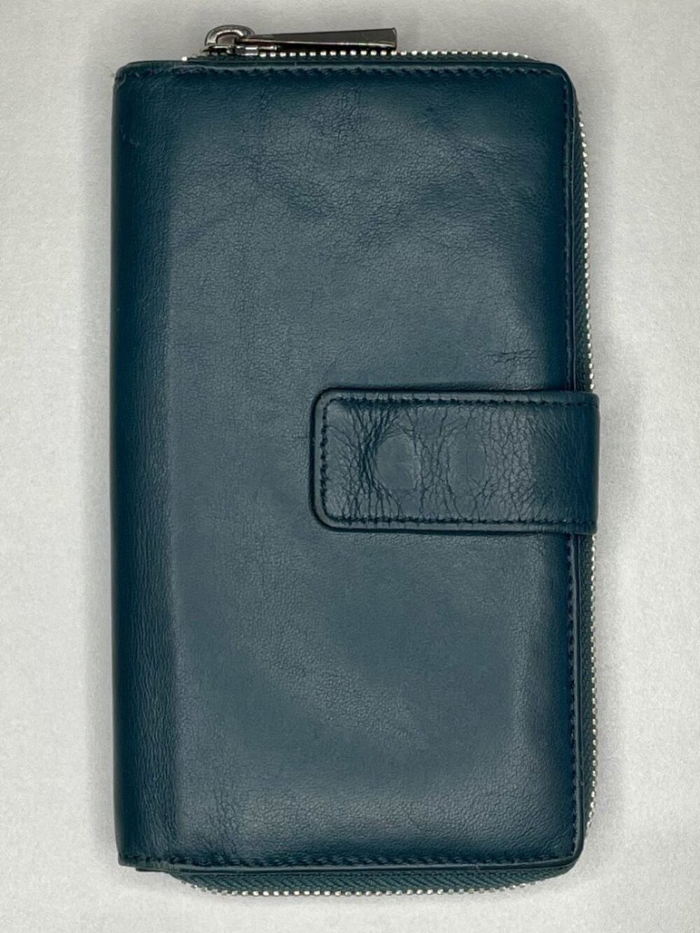 Valentina Genuine Italian Leather Zip-Around Wallet | Teal | Made in Italy